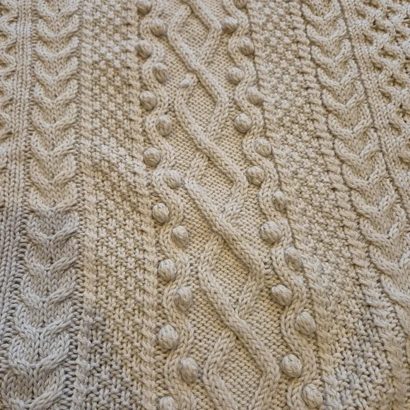 NEXT Cream Wool Blend Cable Knit Bobble Sweater Tunic Dress Large Cottagecore - Picture 6 of 9